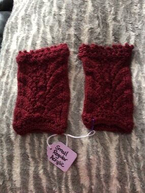 Handmade Knit Wrist Warmers in Deep Wine Red